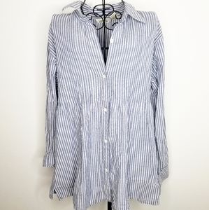 Orvis cotton striped shirt blue XL